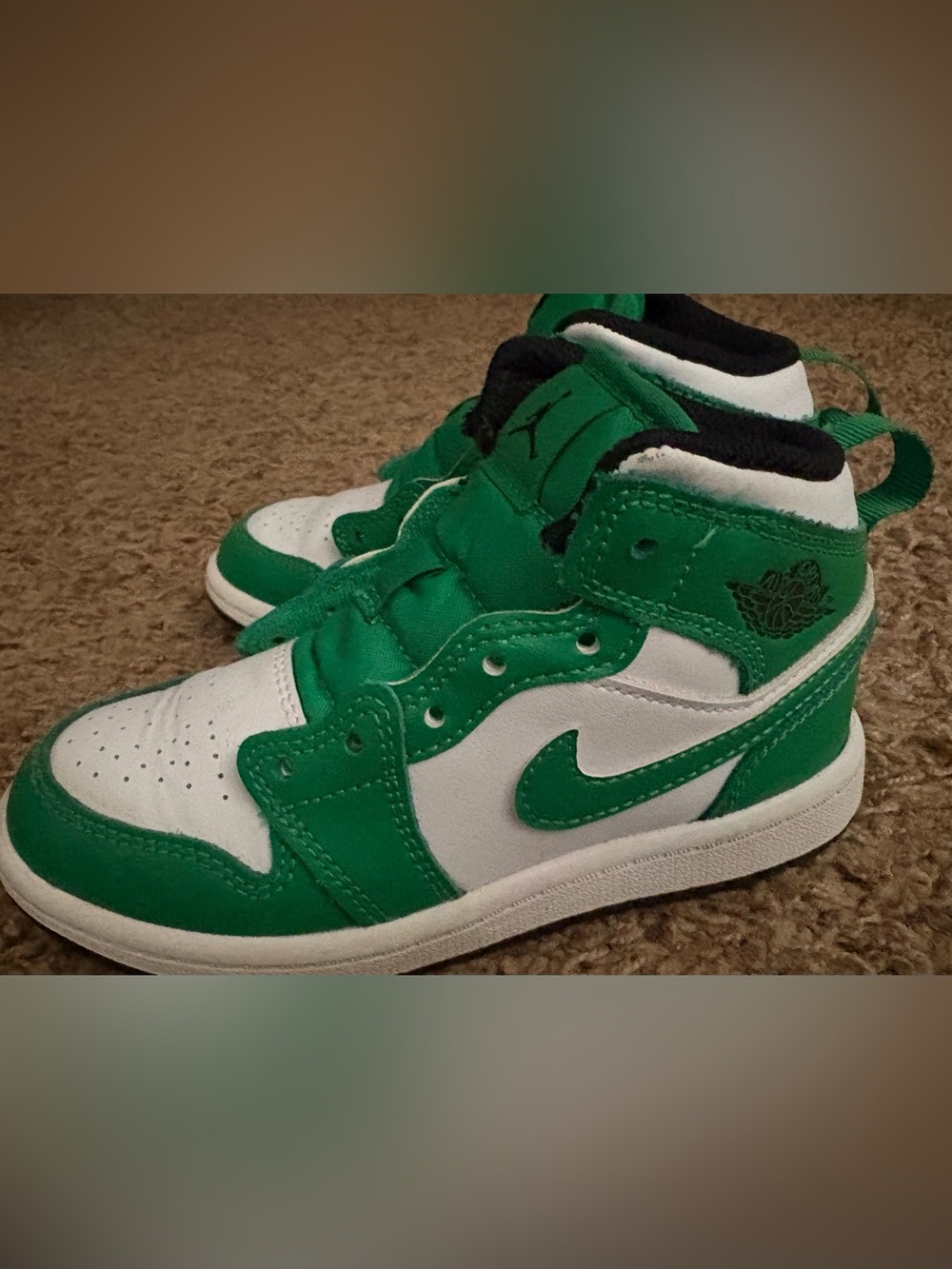 Nike Shoes Boys Youth Size 11 Air Jordan 1 Mid Lucky Green White DQ8424-301